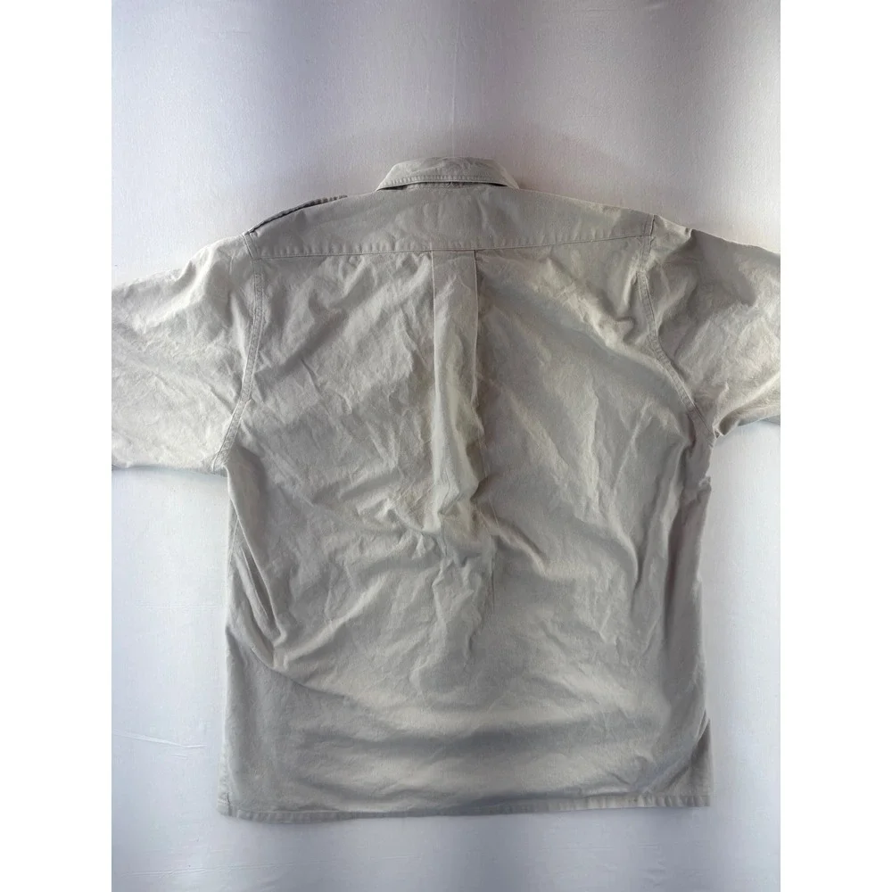 Banana Republic Vintage Safari Shirt Mens Medium Khaki Cotton Epaulets Mill
